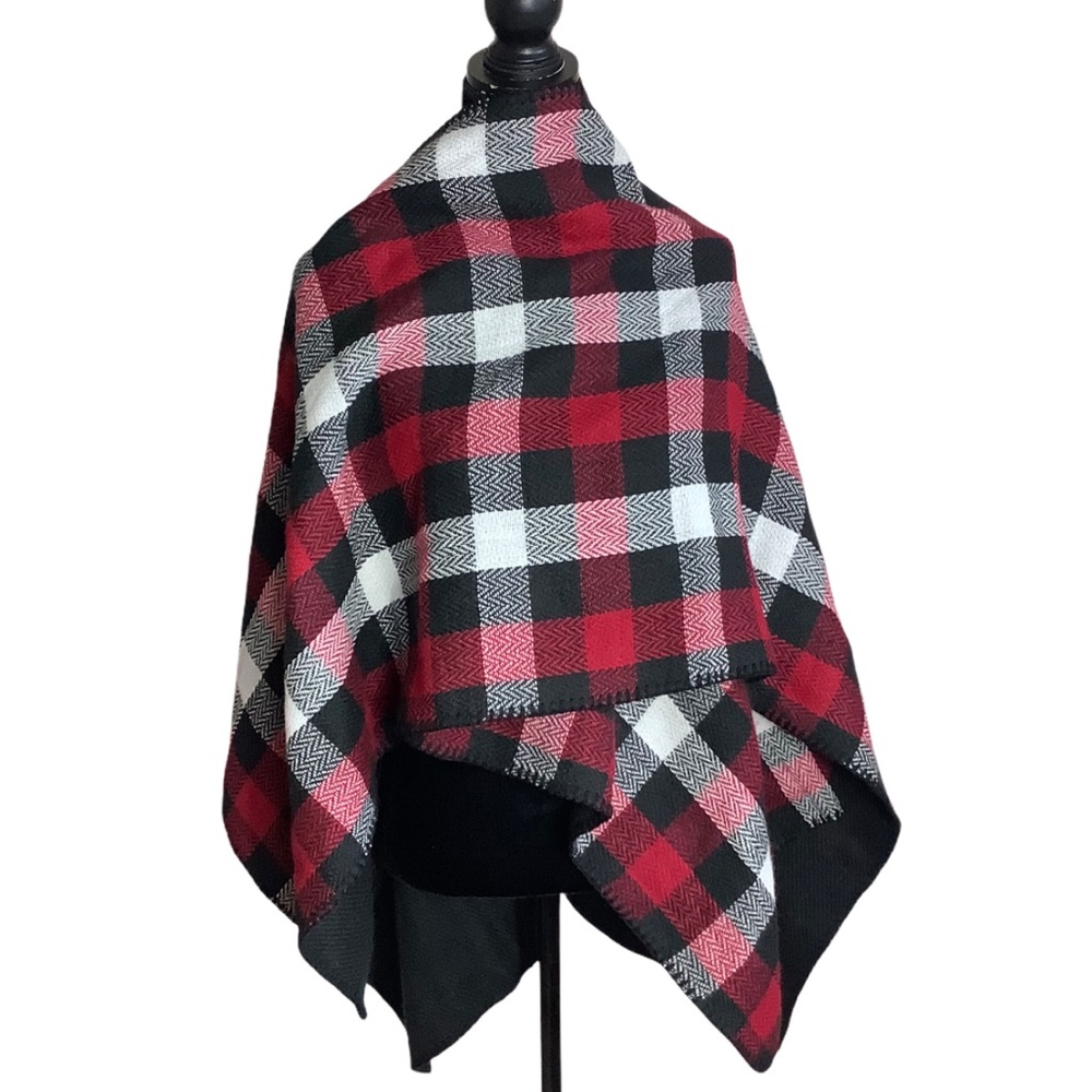 WOOLRICH Classic Plaid Thick Chunky Shawl/ Poncho - Picture 3 of 5
